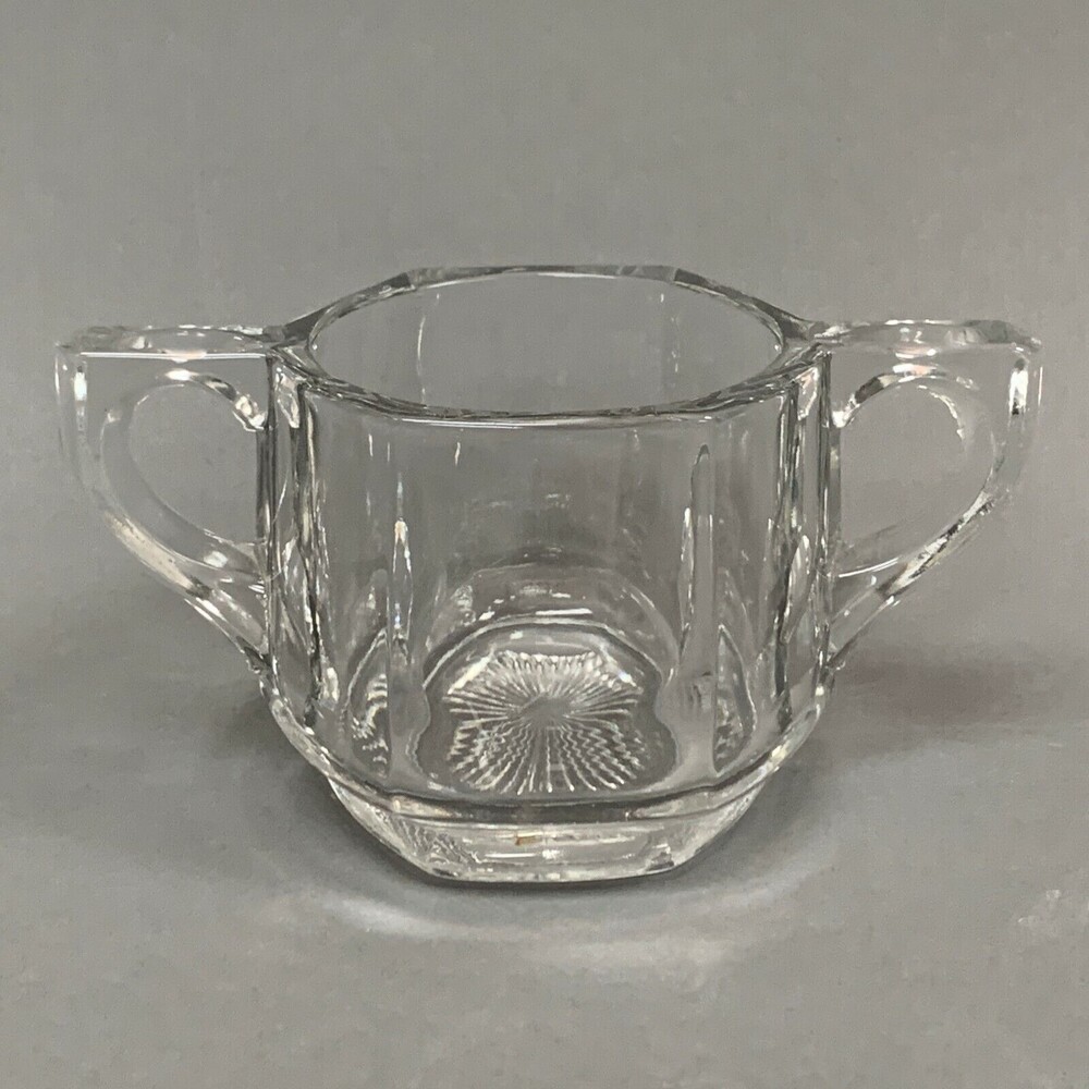 Vintage Clear Glass Sugar Bowl Hexagon Indiana? Heisey?‎
